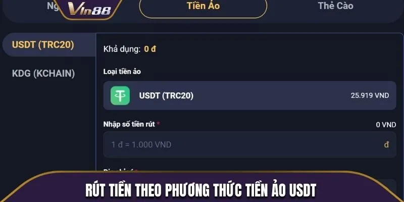 Hướng dẫn rút tiền qua phương thức rút tiền ảo USDT